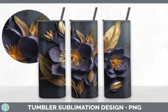 3D Black and Gold Crocus Flowers Tumbler | Sublimation 20 oz Product Image 5