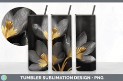 3D Black and Gold Crocus Flowers Tumbler | Sublimation 20 oz Product Image 6