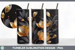 3D Black and Gold Crocus Flowers Tumbler | Sublimation 20 oz Product Image 7