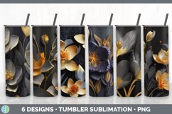 3D Black and Gold Tumbler Mega Sublimation Bundle Design PNG Product Image 13