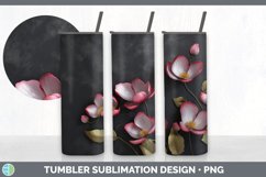 3D Black and Gold Cyclamen Flowers Tumbler | Sublimation 20 Product Image 2