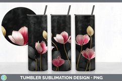 3D Black and Gold Cyclamen Flowers Tumbler | Sublimation 20 Product Image 3