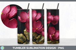 3D Black and Gold Cyclamen Flowers Tumbler | Sublimation 20 Product Image 4