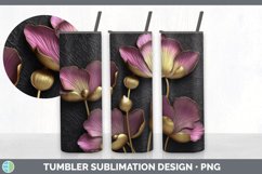 3D Black and Gold Cyclamen Flowers Tumbler | Sublimation 20 Product Image 5
