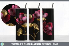 3D Black and Gold Cyclamen Flowers Tumbler | Sublimation 20 Product Image 6