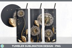 3D Black and Gold Dandelion Flowers Tumbler | Sublimation 20 Product Image 1