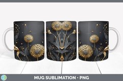 3D Black and Gold Dandelion Flowers Mug Wrap | Sublimation C Product Image 4