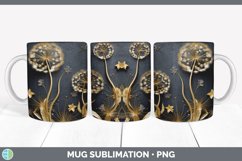 3D Black and Gold Dandelion Flowers Mug Wrap | Sublimation C Product Image 6