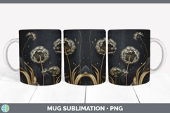 3D Black and Gold Dandelion Flowers Mug Wrap | Sublimation C Product Image 7