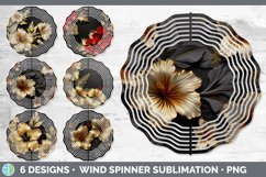 3D Black and Gold Flowers Wind Spinner Mega Bundle Sublimate Product Image 16