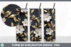 3D Black and Gold Jasmine Flowers Tumbler | Sublimation 20 o Product Image 2