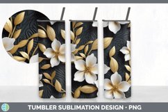 3D Black and Gold Jasmine Flowers Tumbler | Sublimation 20 o Product Image 3