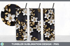 3D Black and Gold Jasmine Flowers Tumbler | Sublimation 20 o Product Image 4