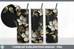 3D Black and Gold Jasmine Flowers Tumbler | Sublimation 20 o Product Image 6