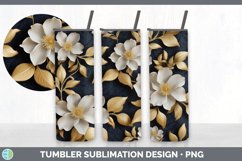 3D Black and Gold Jasmine Flowers Tumbler | Sublimation 20 o Product Image 7