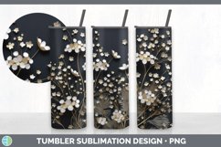3D Black and Gold Babys Breath Flowers Tumbler | Sublimation Product Image 2