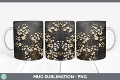 3D Black and Gold Babys Breath Flowers Mug Wrap | Sublimatio Product Image 2