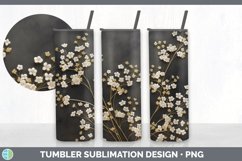 3D Black and Gold Babys Breath Flowers Tumbler | Sublimation Product Image 3