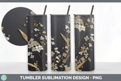 3D Black and Gold Babys Breath Flowers Tumbler | Sublimation Product Image 4