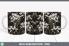 3D Black and Gold Babys Breath Flowers Mug Wrap | Sublimatio Product Image 4