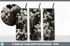 3D Black and Gold Babys Breath Flowers Tumbler | Sublimation Product Image 5