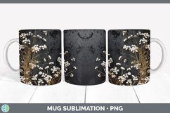 3D Black and Gold Babys Breath Flowers Mug Wrap | Sublimatio Product Image 5