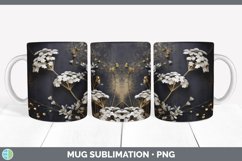 3D Black and Gold Babys Breath Flowers Mug Wrap | Sublimatio Product Image 6