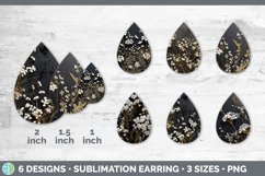 3D Black and Gold Babys Breath Flowers Teardrop Earrings | S Product Image 2