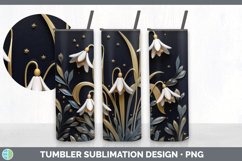 3D Black and Gold Snowdrop Flowers Tumbler | Sublimation 20 Product Image 3