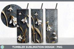 3D Black and Gold Snowdrop Flowers Tumbler | Sublimation 20 Product Image 4