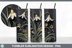 3D Black and Gold Snowdrop Flowers Tumbler | Sublimation 20 Product Image 6