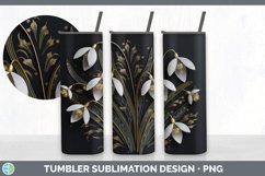 3D Black and Gold Snowdrop Flowers Tumbler | Sublimation 20 Product Image 7