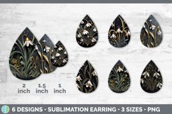 3D Black and Gold Snowdrop Flowers Teardrop Earrings | Subli Product Image 2