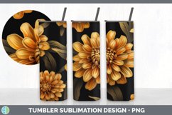 3D Black and Gold Zinnia Flowers Tumbler | Sublimation 20 oz Product Image 5