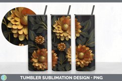 3D Black and Gold Zinnia Flowers Tumbler | Sublimation 20 oz Product Image 7