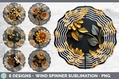 3D Black and Gold Flowers Wind Spinner Mega Bundle Sublimate Product Image 21
