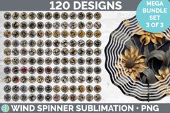 3D Black and Gold Flowers Wind Spinner Mega Bundle Sublimate Product Image 1