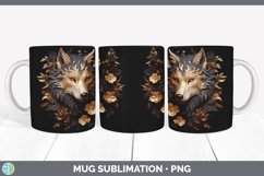 3D Black and Gold Wolf Mug Wrap | Sublimation Coffee Cup Des Product Image 2