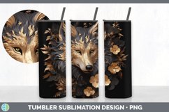 3D Black and Gold Wolf Tumbler | Sublimation 20 oz Skinny Tu Product Image 2