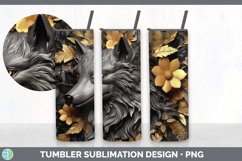 3D Black and Gold Wolf Tumbler | Sublimation 20 oz Skinny Tu Product Image 3