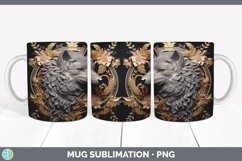 3D Black and Gold Wolf Mug Wrap | Sublimation Coffee Cup Des Product Image 4