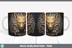 3D Black and Gold Wolf Mug Wrap | Sublimation Coffee Cup Des Product Image 5