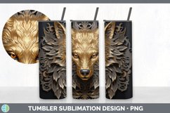 3D Black and Gold Wolf Tumbler | Sublimation 20 oz Skinny Tu Product Image 5