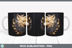 3D Black and Gold Wolf Mug Wrap | Sublimation Coffee Cup Des Product Image 6