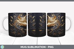 3D Black and Gold Wolf Mug Wrap | Sublimation Coffee Cup Des Product Image 7