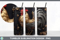 3D Black and Gold Chicken Tumbler | Sublimation 20 oz Skinny Product Image 4