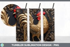 3D Black and Gold Chicken Tumbler | Sublimation 20 oz Skinny Product Image 5