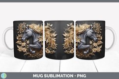 3D Black and Gold Horse Mug Wrap | Sublimation Coffee Cup De Product Image 3