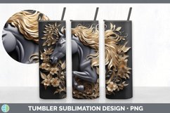 3D Black and Gold Horse Tumbler | Sublimation 20 oz Skinny T Product Image 3