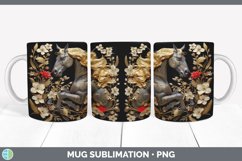 3D Black and Gold Horse Mug Wrap | Sublimation Coffee Cup De Product Image 4